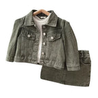 Conjunto Infantil Feminino Jeans Botões