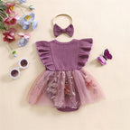 Body Infantil Feminino Lacinhos Tule Floral