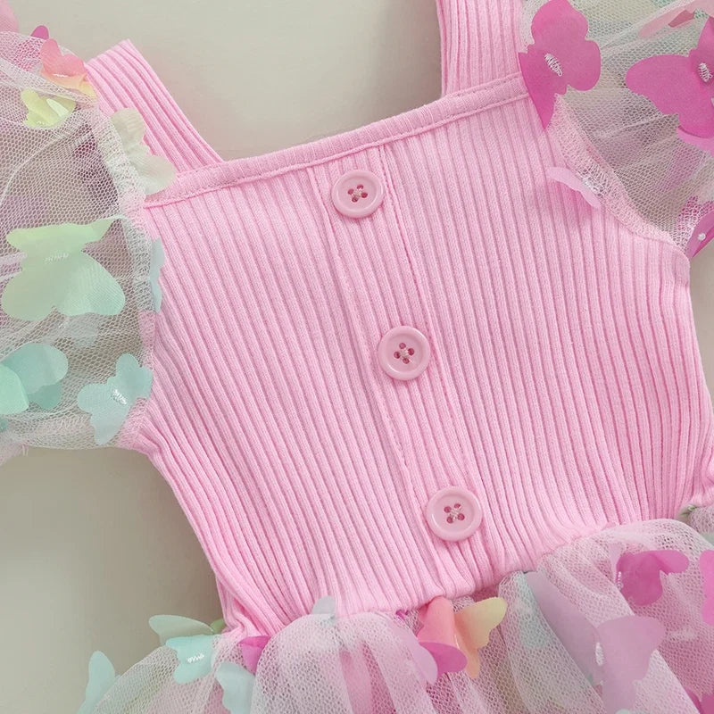 Vestido Infantil de Tule Borboletinhas