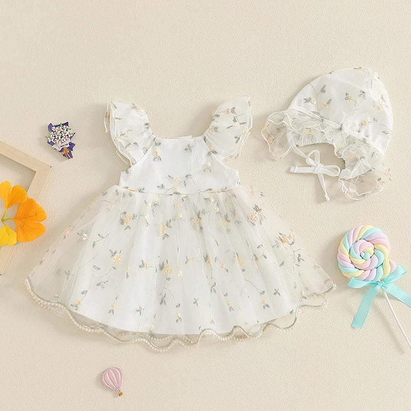 Vestido Infantil Florzinhas e Tule