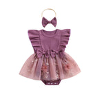 Body Infantil Feminino Lacinhos Tule Floral