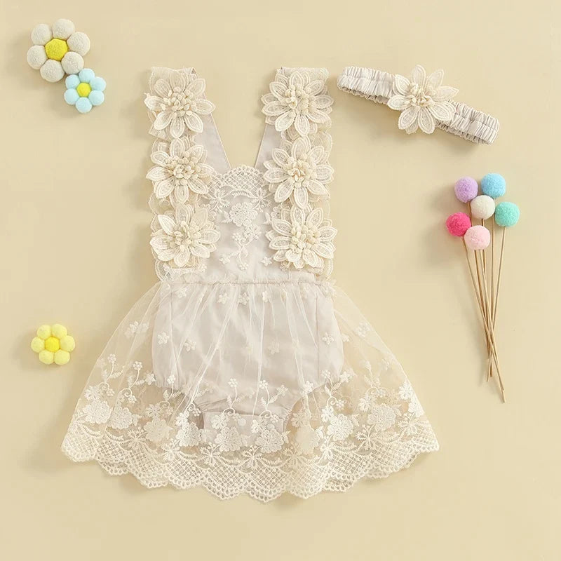 Vestido Infantil Rendado Floral