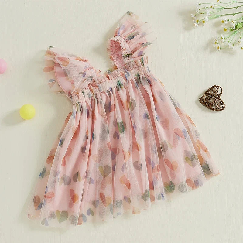 Vestido Infantil Tule Coraçõeszinhos
