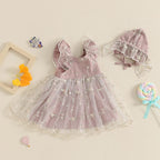 Vestido Infantil Florzinhas e Tule