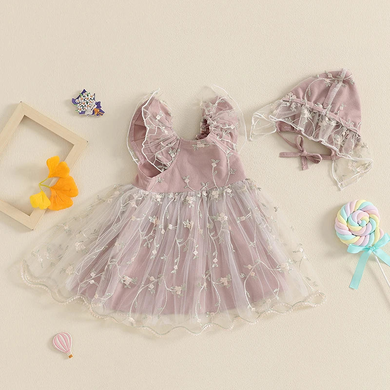 Vestido Infantil Florzinhas e Tule
