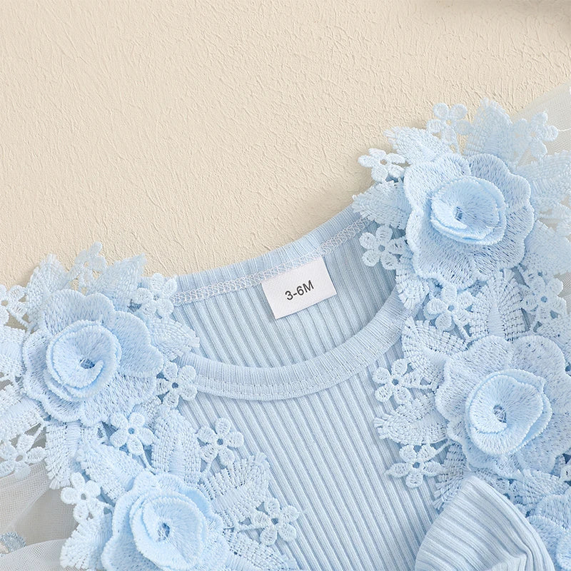 Body Infantil Feminino Bordado Flores