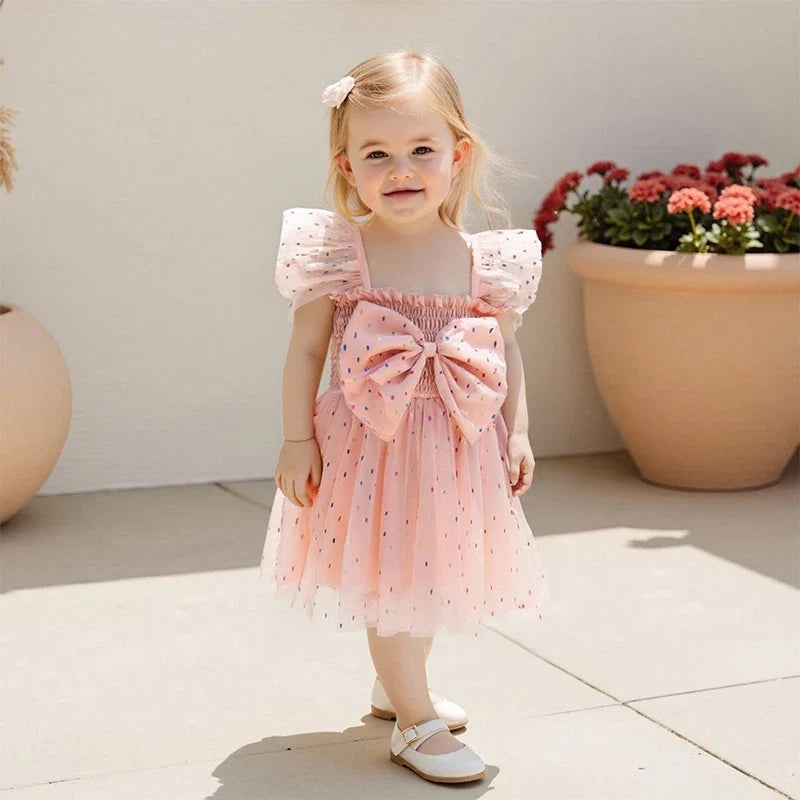 Vestido Infantil de Tule Lacinho