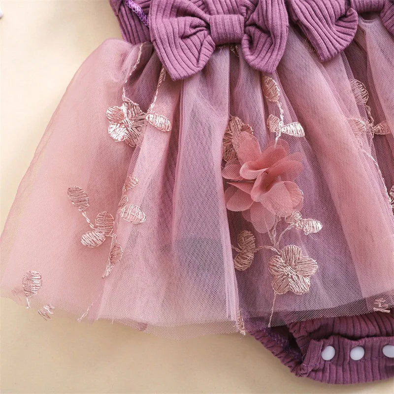 Body Infantil Feminino Lacinhos Tule Floral