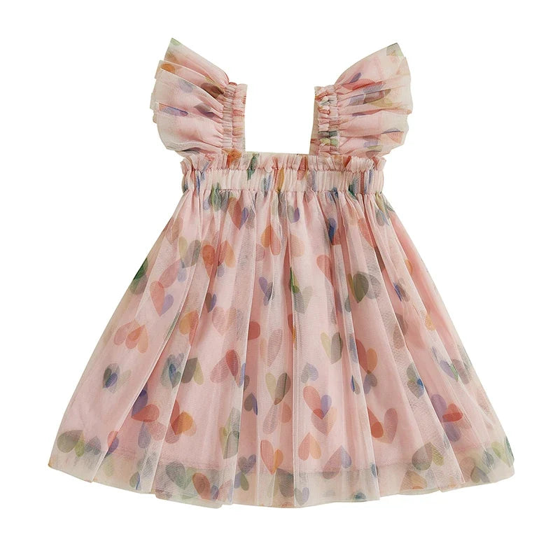 Vestido Infantil Tule Coraçõeszinhos