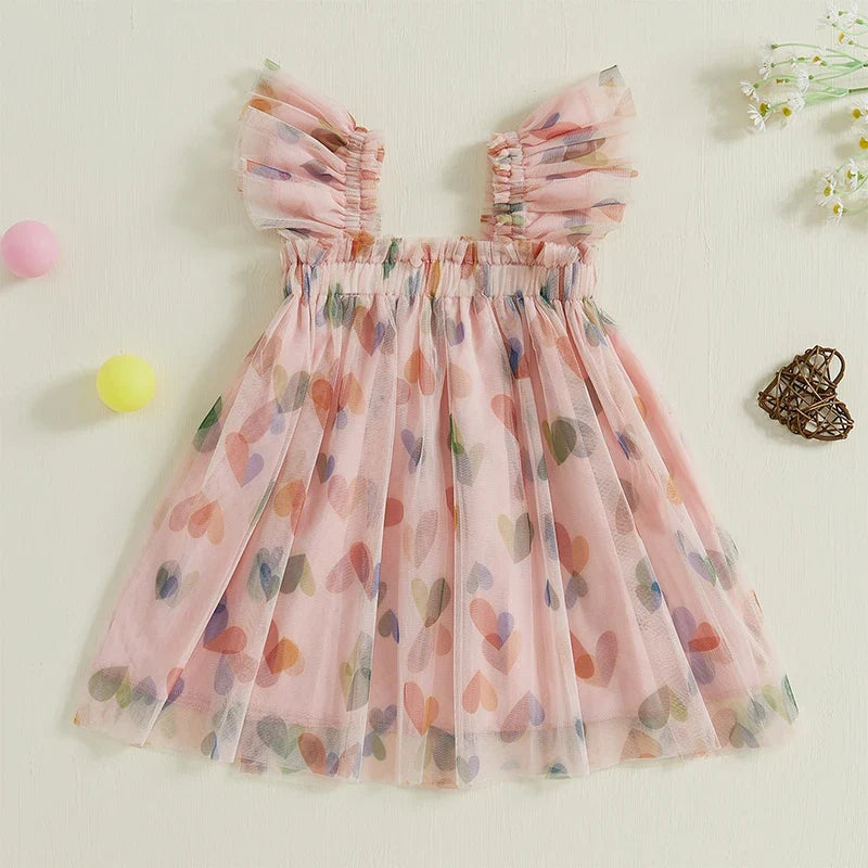 Vestido Infantil Tule Coraçõeszinhos