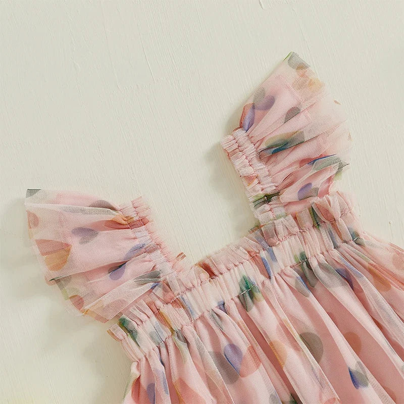 Vestido Infantil Tule Coraçõeszinhos