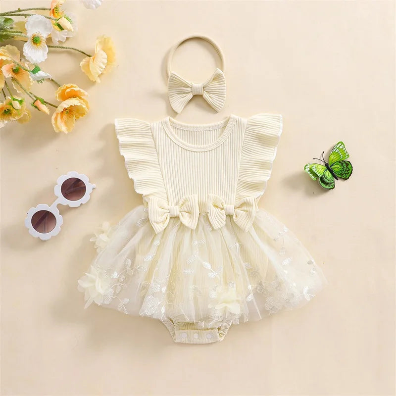 Body Infantil Feminino Lacinhos Tule Floral