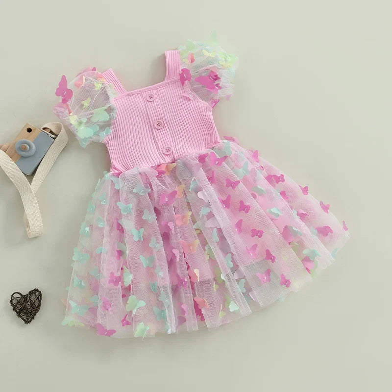 Vestido Infantil de Tule Borboletinhas
