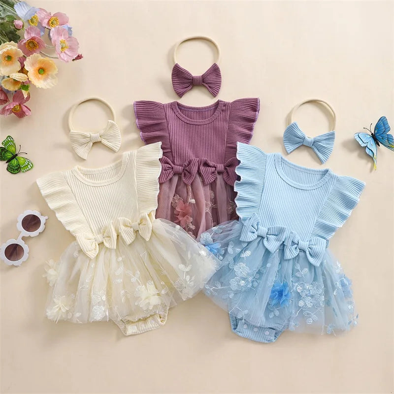 Body Infantil Feminino Lacinhos Tule Floral