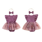 Body Infantil Feminino Lacinhos Tule Floral