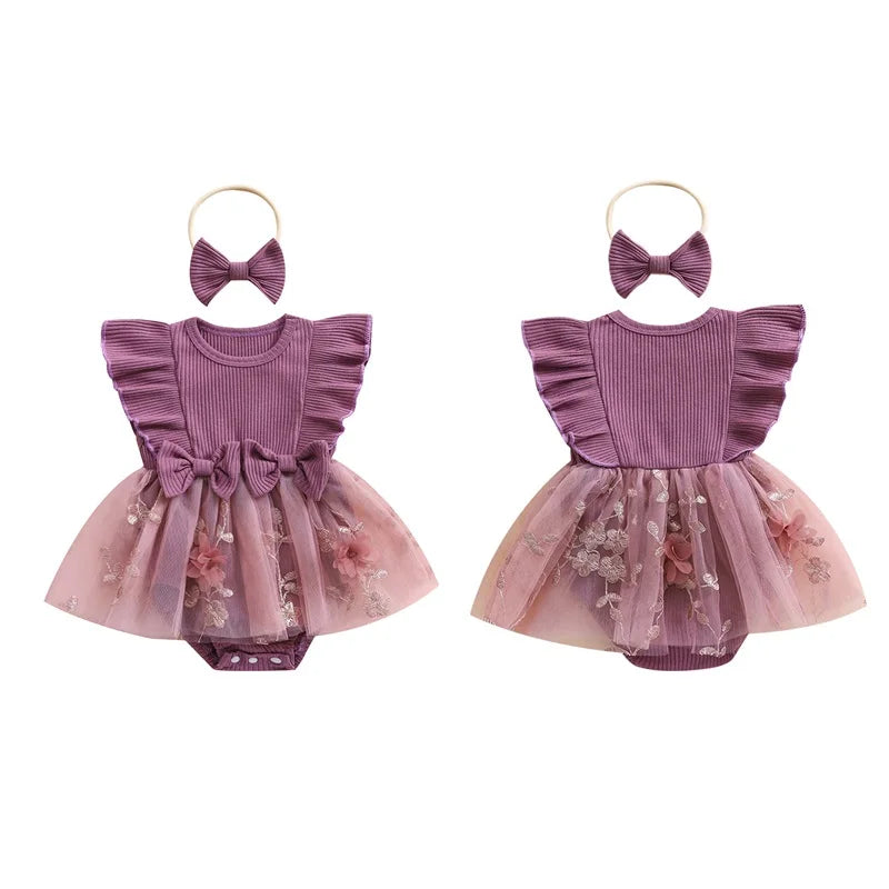Body Infantil Feminino Lacinhos Tule Floral