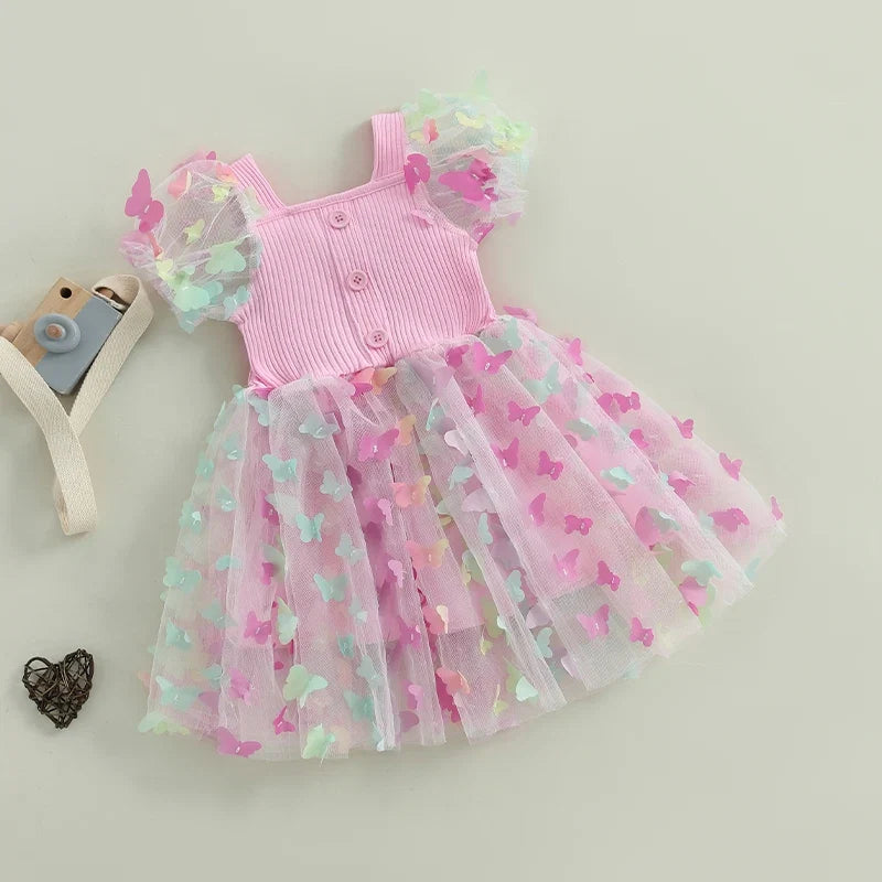 Vestido Infantil de Tule Borboletinhas