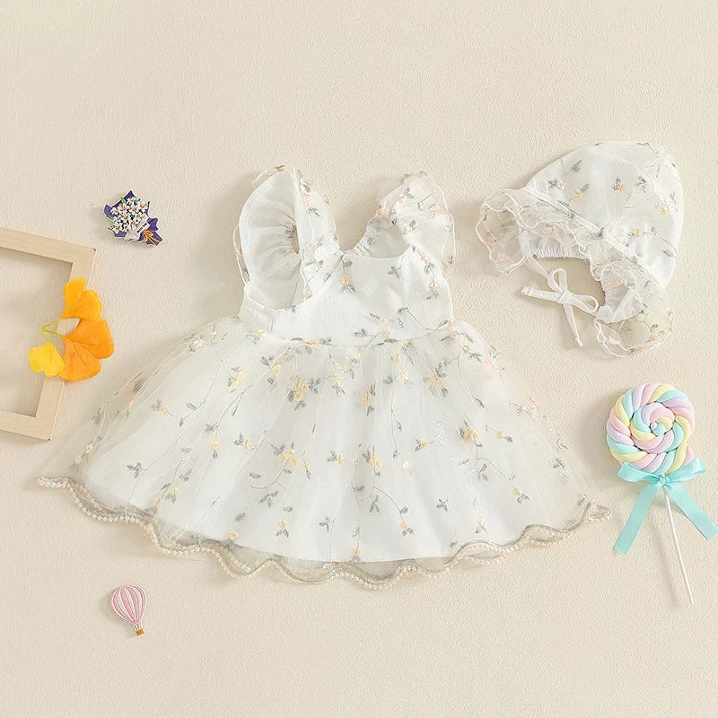 Vestido Infantil Florzinhas e Tule