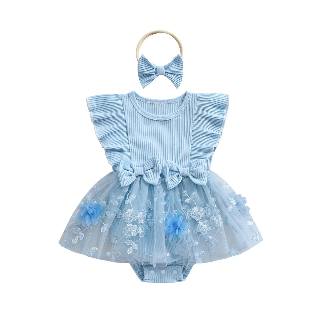 Body Infantil Feminino Lacinhos Tule Floral