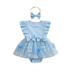 Body Infantil Feminino Lacinhos Tule Floral