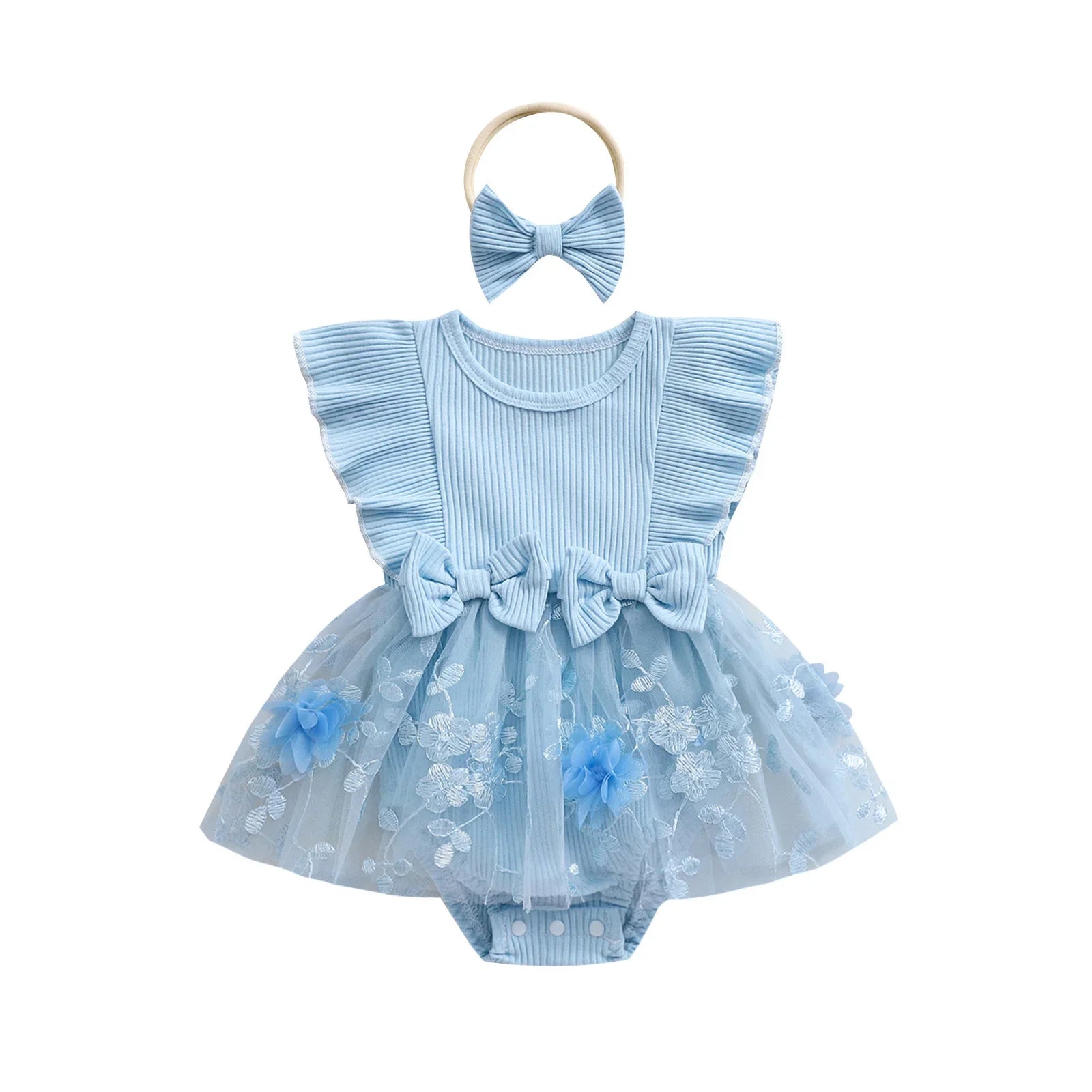 Body Infantil Feminino Lacinhos Tule Floral