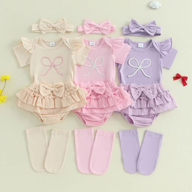Conjunto Infantil Feminino Verão Lacinhos