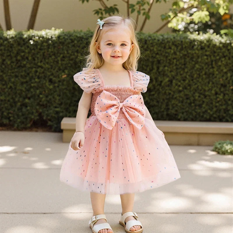 Vestido Infantil de Tule Lacinho