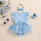 Body Infantil Feminino Lacinhos Tule Floral