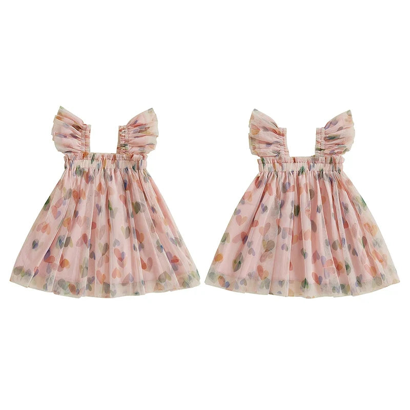 Vestido Infantil Tule Coraçõeszinhos