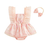 Body Infantil Feminino Floral  Com Tule