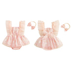 Body Infantil Feminino Floral  Com Tule