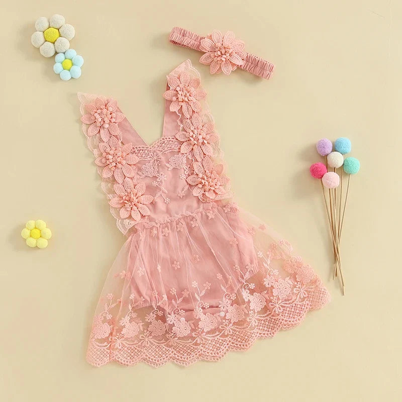 Vestido Infantil Rendado Floral