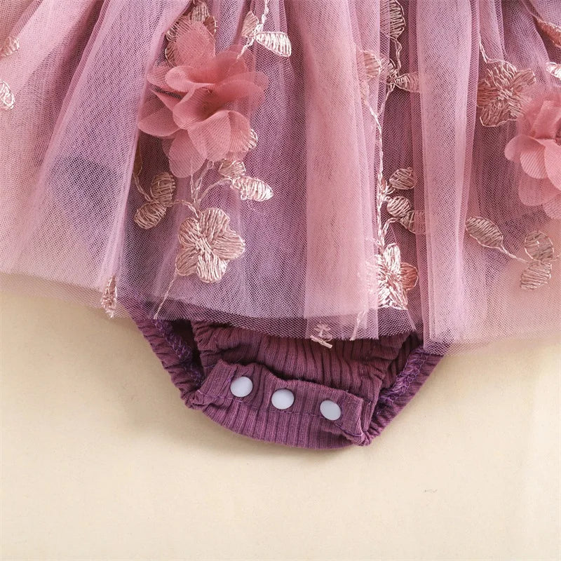 Body Infantil Feminino Lacinhos Tule Floral