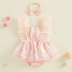 Body Infantil Feminino Floral  Com Tule