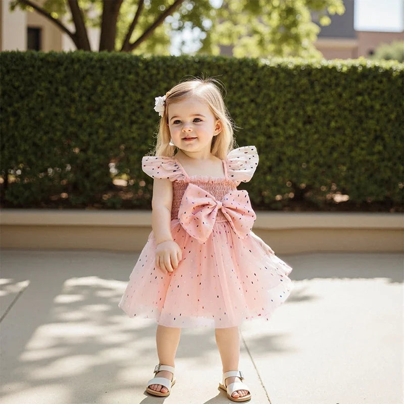 Vestido Infantil de Tule Lacinho