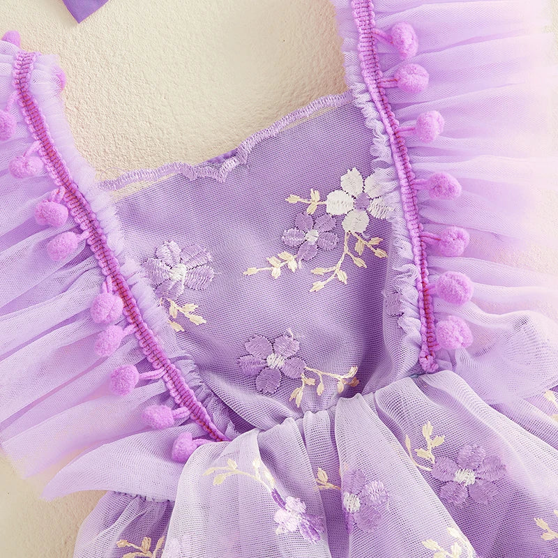 Body Infantil Feminino Floral  Com Tule