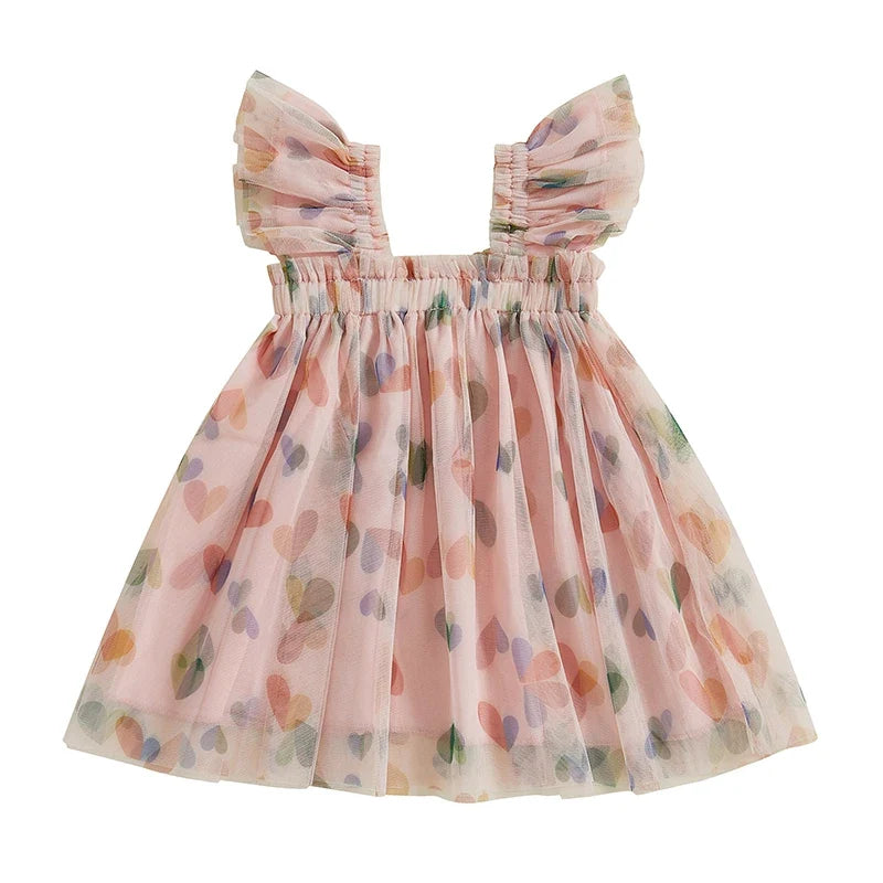 Vestido Infantil Tule Coraçõeszinhos