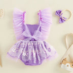 Body Infantil Feminino Floral  Com Tule