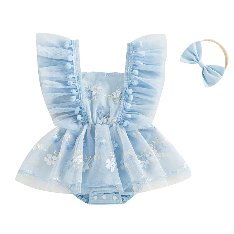 Body Infantil Feminino Floral  Com Tule