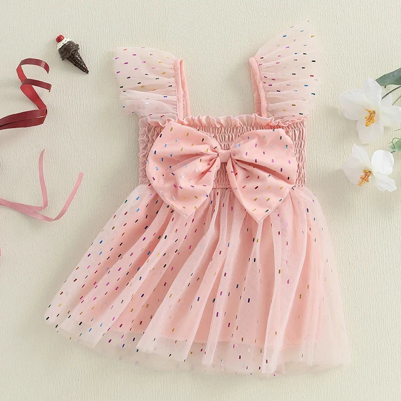 Vestido Infantil de Tule Lacinho