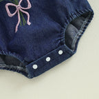 Body Jardineira Infantil Jeans Florzinhas