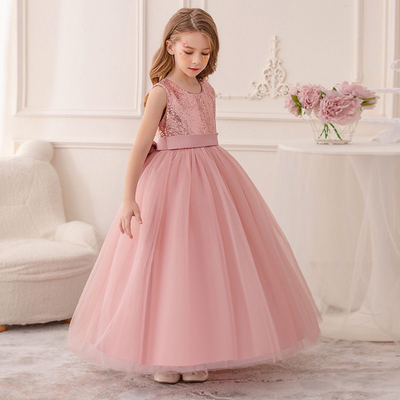 Vestido Infantil Paetê Laço