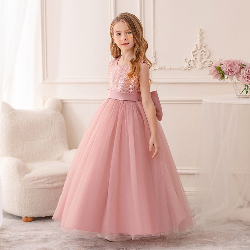 Vestido Infantil Paetê Laço