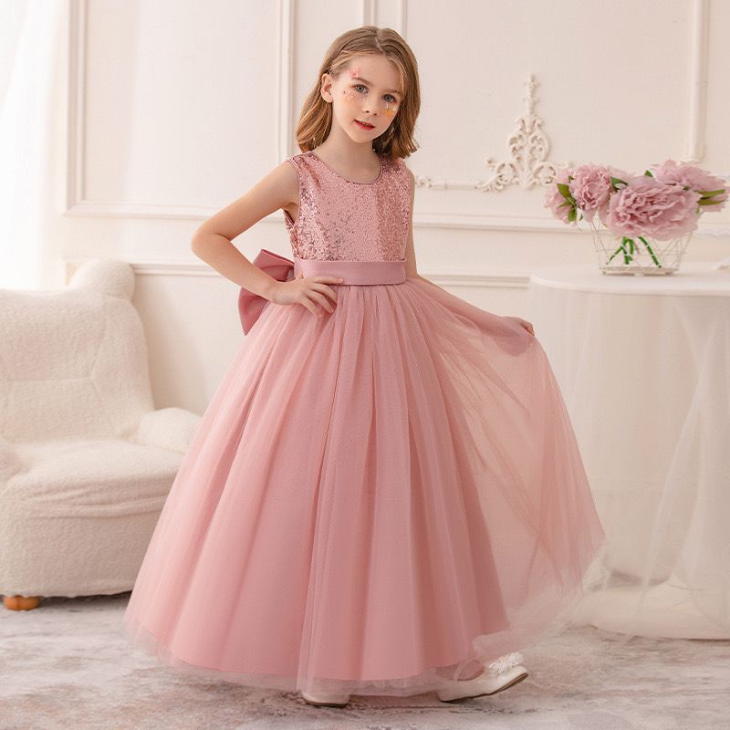 Vestido Infantil Paetê Laço
