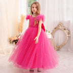 Vestido Infantil Tule Aplique Pérolas