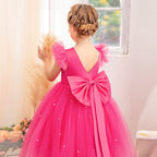 Vestido Infantil Tule Aplique Pérolas