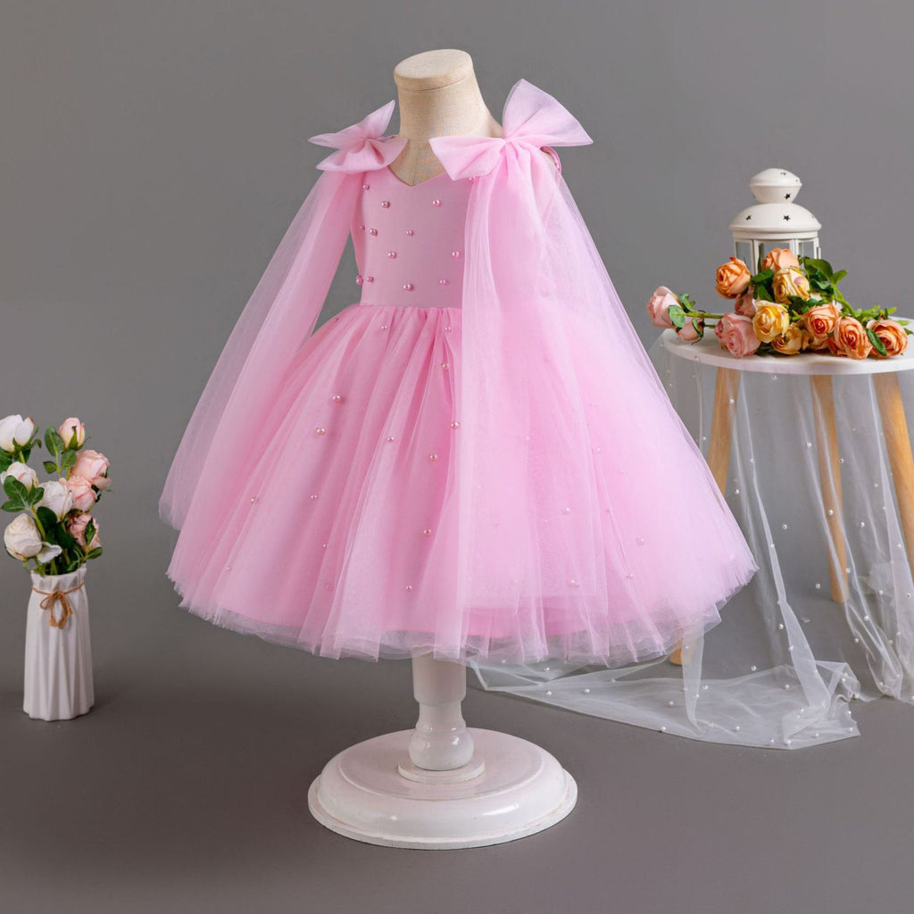 Vestido Infantil Tule Ombro Laço