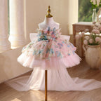 Vestido de Festa Infantil Flores e Tule