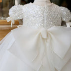 Vestido Infantil Branco Lantejoulas e Tule