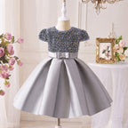 Vestido Infantil Prata Brilhante